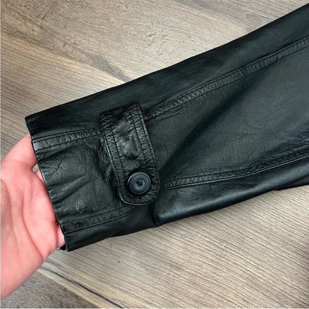 Vintage Black Leather Coat - Picture 9 of 16